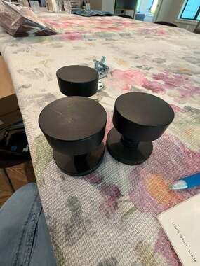 Set of 3 EMTEK Modern Matte Black Dummy Knobs with Mounting Hardware